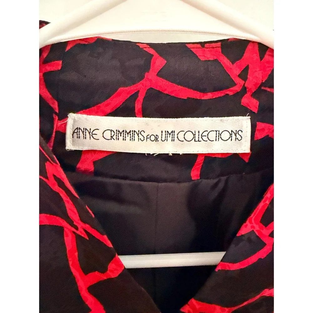 Anne Crimmins‎ for Umi Collections Red Black Silk Geometric Skirt Suit Set 10P